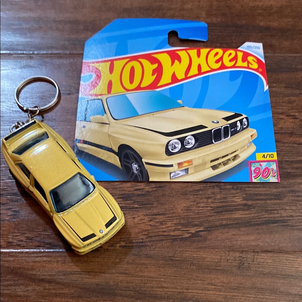Hot Wheels Yellow Toy Car Keychain